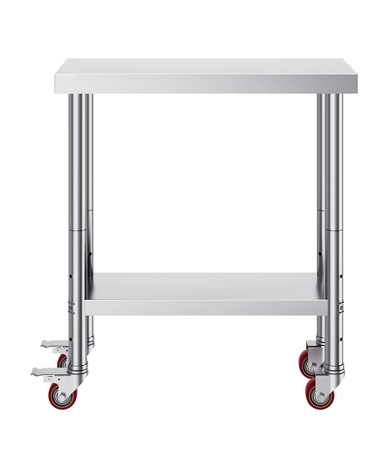Hongge Rolling Stainless Steel Work Table 30 x 12 x 34 in with 700 lbs Capacity for Commercial Kitchens