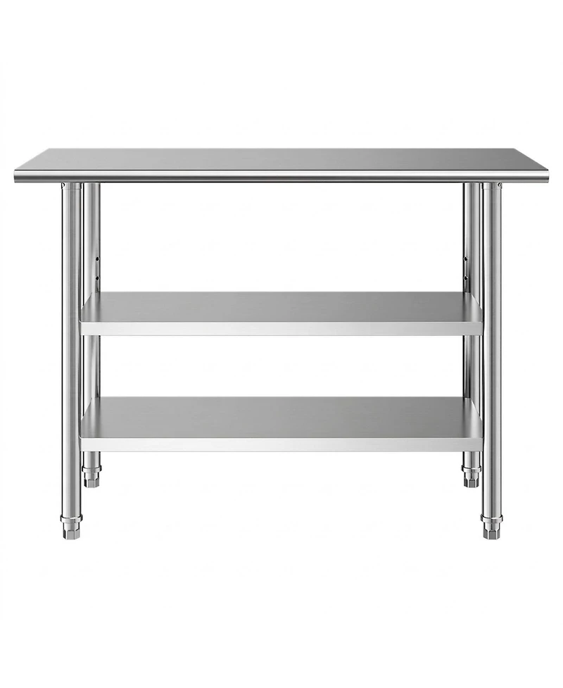 Hongge Three Tier Stainless Steel Utility Work Table 24 x 48 in with 5 Hooks for Kitchen and Garage
