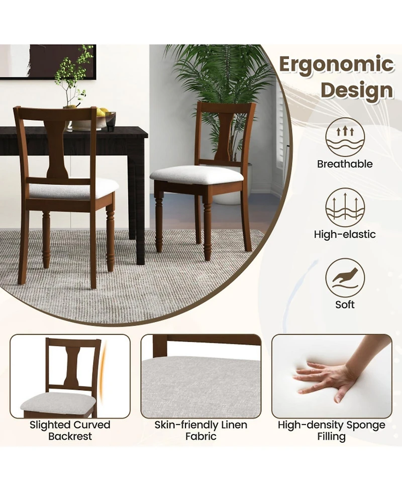 Gouun Set of 2 Linen Dining Chairs with Hidden Under-Seat Storage