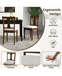 Gouun Set of 2 Linen Dining Chairs with Hidden Under-Seat Storage