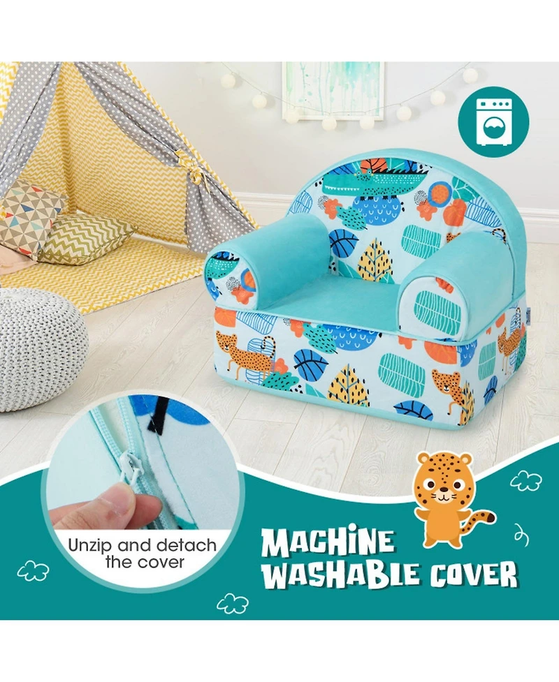 Gouun Kids Plush Velvet Armchair with Machine-Washable Cover