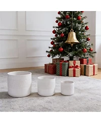 Yobtop Handmade Ceramic Planter Set of 3 - Graduated Sizes 5.51 to 9.65 Inch Flower Pots, Breathable Textured Clay, Indoor and Outdoor Use