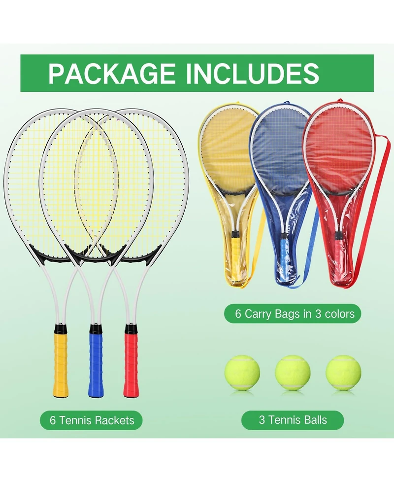 Aofar 6 Tennis Rackets Set For Adult Beginner With Balls Bag