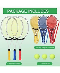Aofar 6 Tennis Rackets Set For Adult Beginner With Balls Bag