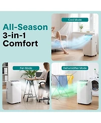 SereneLife 14,000 Btu Portable Air Conditioner with Wi-Fi, Dehumidifier and Fan, Window Exhaust Kit Included