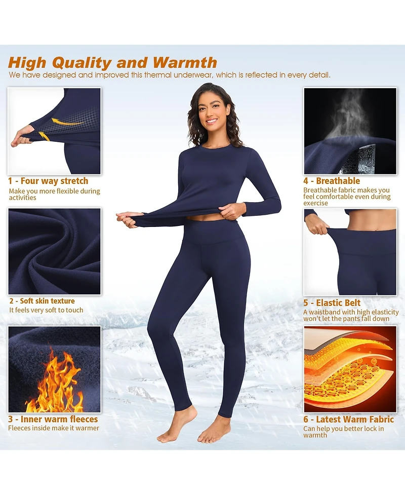 Piscifun Women's Thermal Fleece Base Layer Long Johns Set