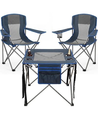 Piscifun 3 Piece Foldable Camping Chair Set With Cup Holder Carry Bag For Outdoor Sports Hiking Picnic