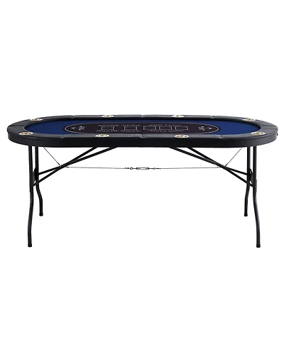 Slickblue Portable 8-Player Poker Table with Folding Design, Padded Rails and Cup Holders