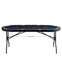 Slickblue Portable 8-Player Poker Table with Folding Design, Padded Rails and Cup Holders