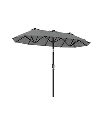 Gouun 10 ft Double-Sided Rectangular Patio Umbrella with Push-Button Tilt