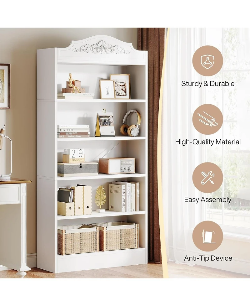 Tribesigns 73" 5-Tier Modern Bookshelf with Shelves