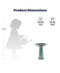 Yobtop Ceramic Bird Bath Outdoor - 12.4" Diameter Pedestal Birdbath, Backyard Patio Yard Wild Water Feeder Decor