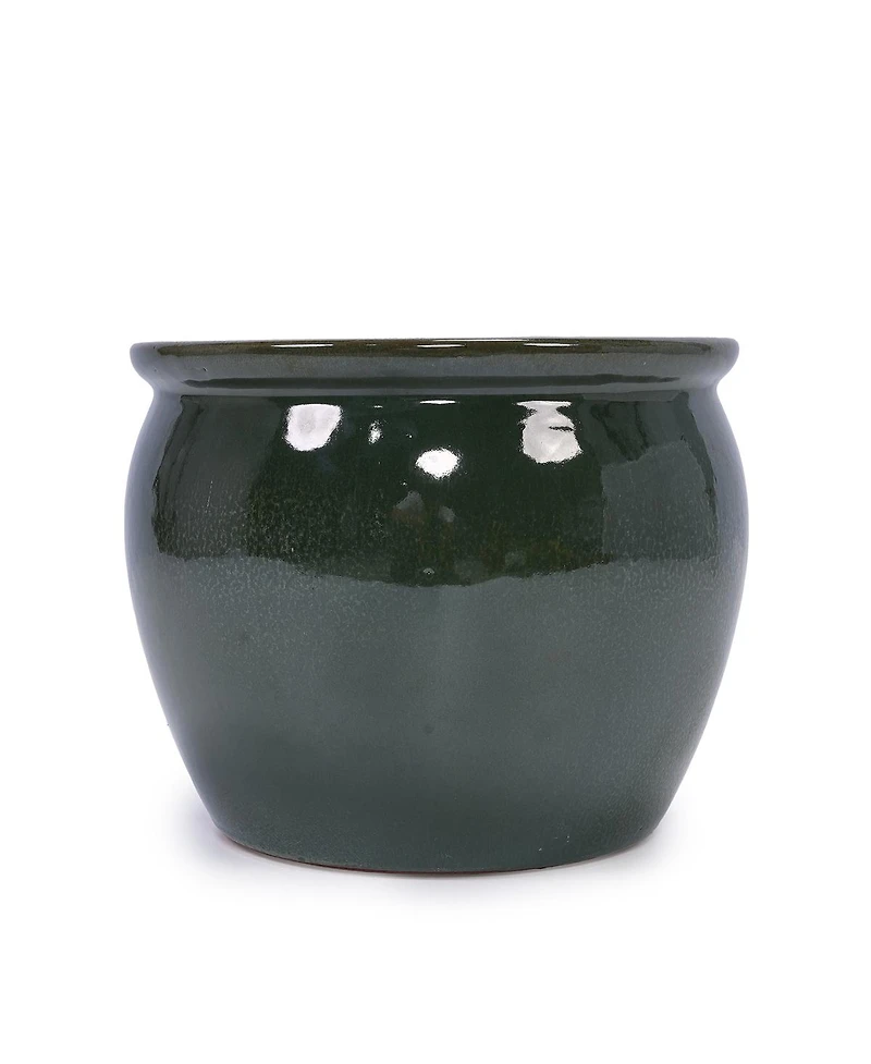 Yobtop Handmade Ceramic Planter Set - 15/12/9 Inch Succulent Herb Pots, Glossy Finish, Drainage Holes, Indoor Outdoor Decor