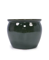 Yobtop Handmade Ceramic Planter Set - 15/12/9 Inch Succulent Herb Pots, Glossy Finish, Drainage Holes, Indoor Outdoor Decor