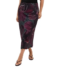 City Chic Women's Plus Sienna Orchid Print Midi Skirt
