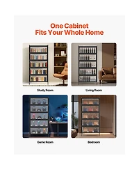 Sugift 68 Inch Tall 5-Tier Curio Display Cabinet with Acrylic Doors Wooden Frame Bookshelf
