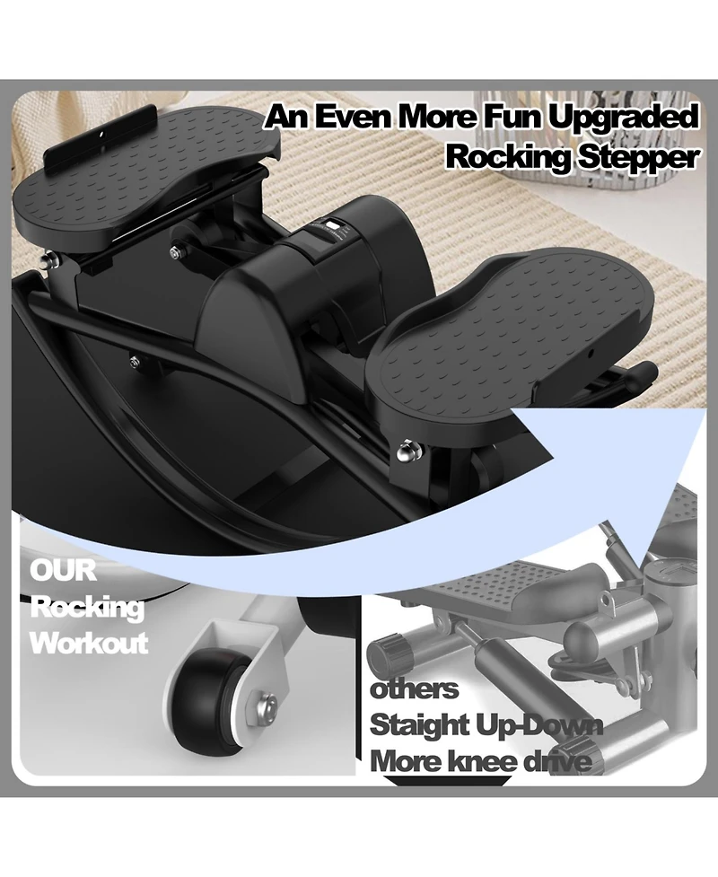ECHTPeak Lateral Rocking Fitness Stepper, with Resistance Bands and Anti-Slip Mat and Lcd Monitor, Aerobic Workout Machine Fitness Equipment