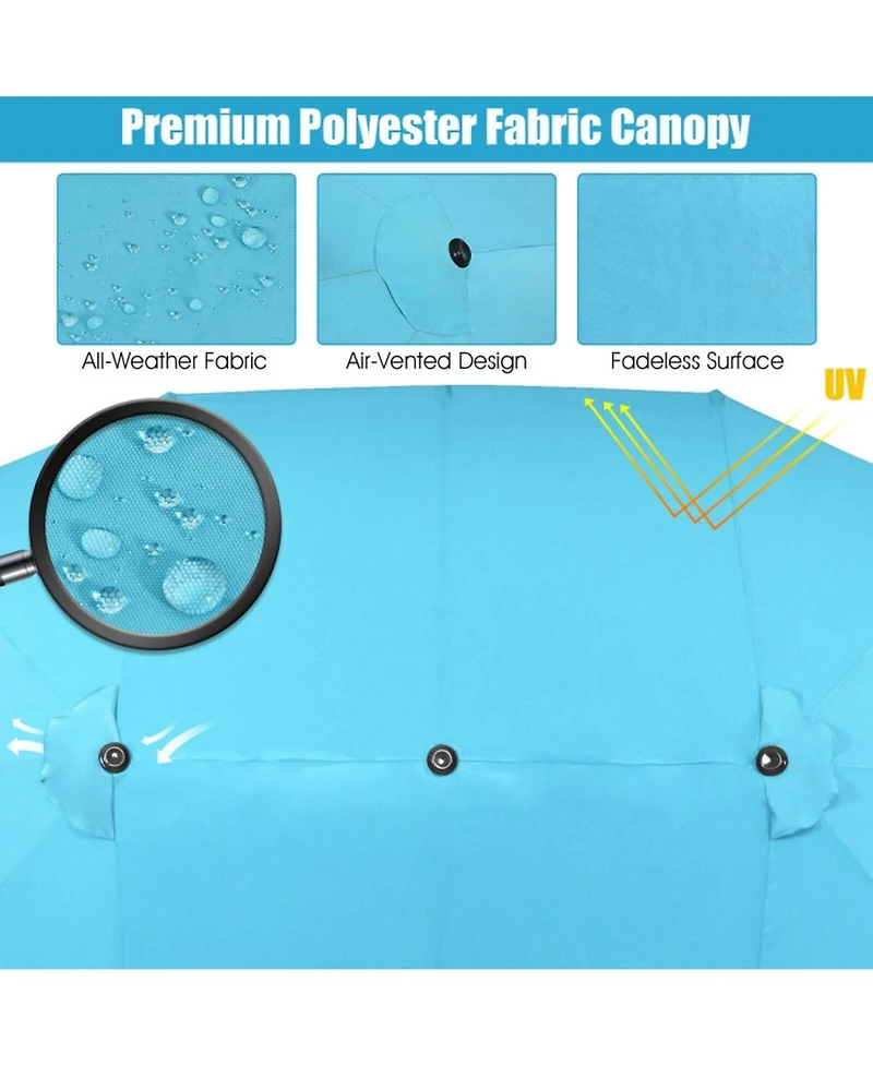 Gouun 15 ft Double-Sided Patio Umbrella with Hand-Crank System