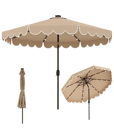 Gouun 10-Foot Solar Led Patio Umbrella with Push-Button Tilt