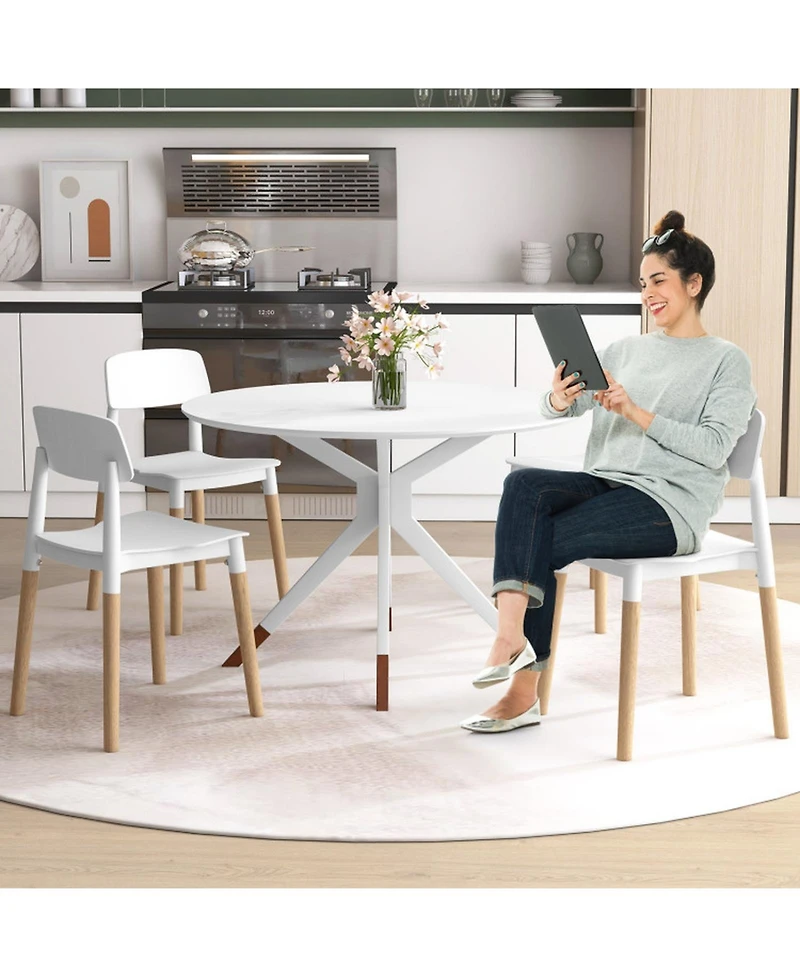Gouun Set of 4 Modern Dining Side Chairs with Beech Wood Legs