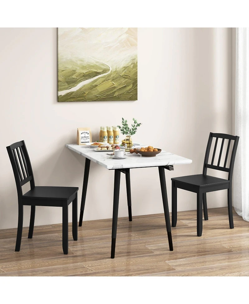 Gouun Set of 2 Farmhouse Dining Chairs with Curved Back and Rubber Wood Legs