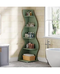 Tribesigns 5-Tier Wavy Corner Bookshelf with Curved Design