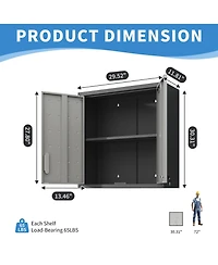 Boyel Living Wall Mounted Storage Cabinet Steel Adjustable Shelf Locking Doors