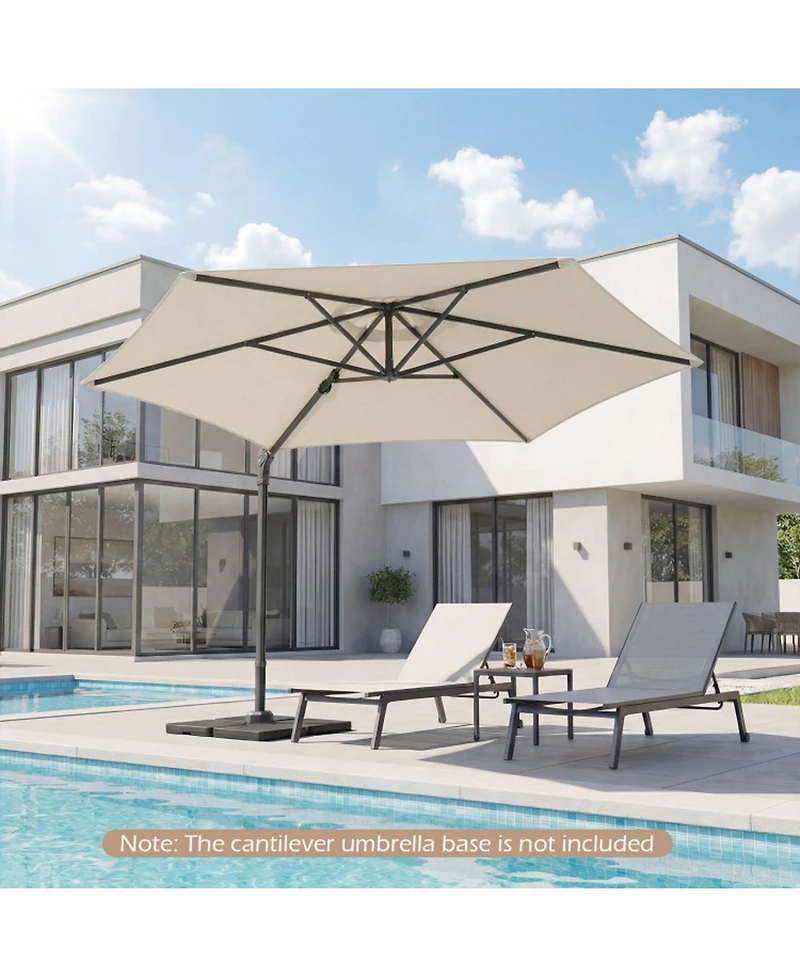 Gouun 10 Feet Cantilever Patio Umbrella with 360 Rotation and Air Vent