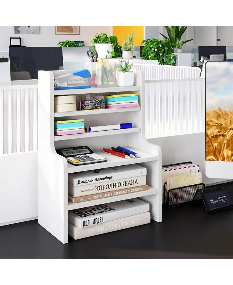 Sugift 6-Tier Desktop Organizer Mini Storage Rack with 2 Removable Shelves