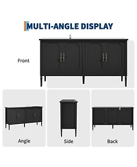 homfan 59 Inch Wooden Sideboard Buffet Cabinet 4 Doors, Adjustable Shelves, Spacious Storage Coffee Bar Credenza