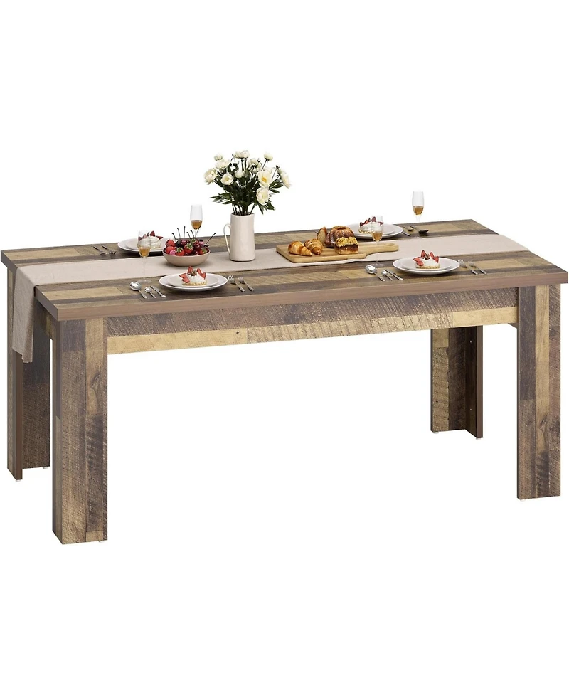 homfan 63" Heavy Duty Farmhouse Dining Table, 1.18" Thick Top, Seats 4-6, Rustic 300 lbs