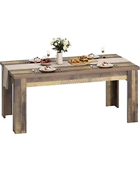 homfan 63" Heavy Duty Farmhouse Dining Table, 1.18" Thick Top, Seats 4-6, Rustic 300 lbs