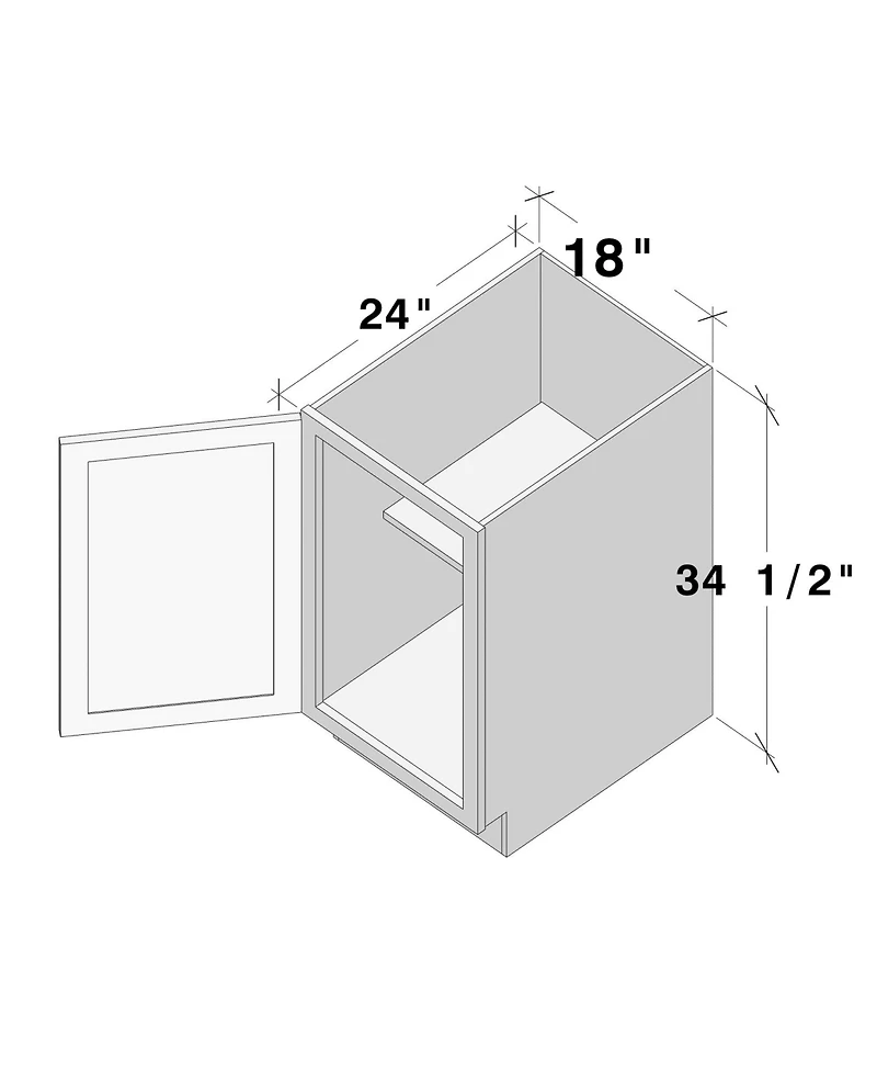 Boyel Living 18"W Full Height Door Base Cabinet, Ready to Assemble Kitchen Cabinet with Solid Wood Frame, Soft-Close Slides and Hinges