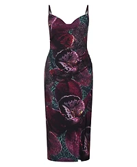 City Chic Plus Marisol Orchid Print Cowl Neckline Midi Dress