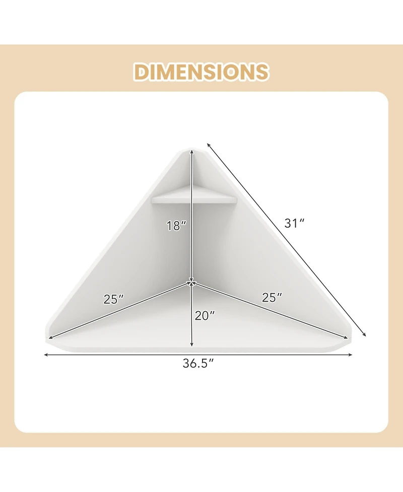 Gouun Floating Corner Desk, Wall-Mounted, Triangular