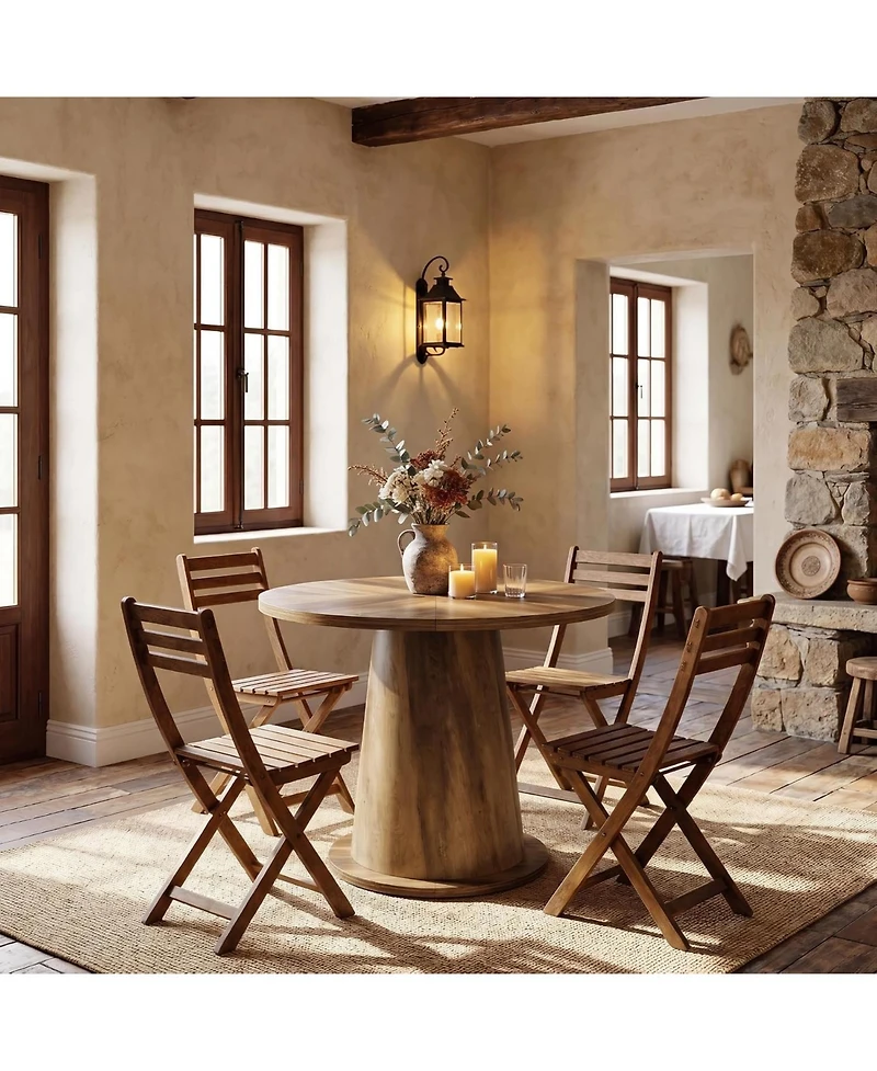 Tribesigns Small Round Dining Table for 2-4 People, 31.5" Wooden Kitchen Table with Thickened Tabletop, Mid-Century Modern Dinner Table