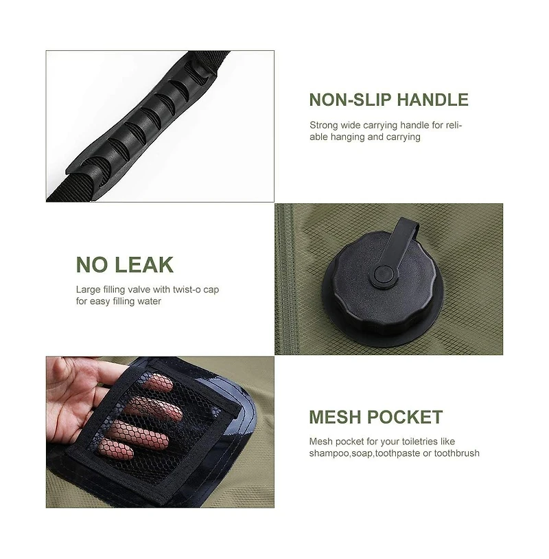 Piscifun Solar Shower Bag 5 Gallon 20L Portable Solar Heated Camping Outdoor Shower Kit With Hose And Adjustable Flow Head