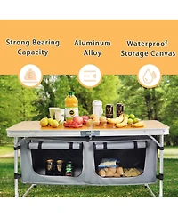 Piscifun Lightweight Aluminum Folding Camping Table With Storage Organizer Height Adjustable Portable Outdoor