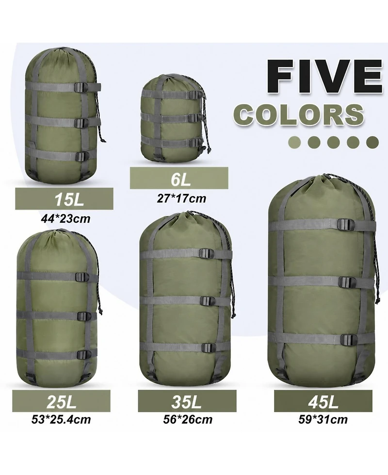 Piscifun 5 Pack Ultralight Stuff Sacks Space Saving Travel Outdoor Camping Gear