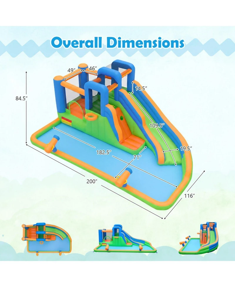 Hongge Inflatable Water Slide Bounce House with Splash Pool and 780W Blower Ages 3-12
