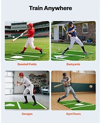 Hongge Baseball and Softball Hitting Mat 10 x 3.8 ft Anti-Slip Turf Batting Practice Aid with Stride Lines