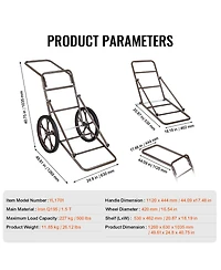 Hongge Folding Deer Cart Game Hauler 500 lbs Capacity with 17 in Rubber Wheels for Hunting and Hiking Gear