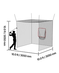 Hongge Golf Driving Cage 10 x 10 x 10 feet with 3-Ply Knotless Polyester Net and 9-Hole Target for Backyard Practice