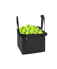Hongge Foldable Aluminum Tennis Ball Basket Cart for 120 Balls Featuring Rubber Swivel Wheels and Storage Bag