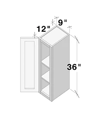 Boyel Living 9"x36" Standard Wall Cabinet (1 Door 2 Shelves), Ready to Assemble Kitchen with Solid Wood Frame, Soft-Close Slides and Hinge