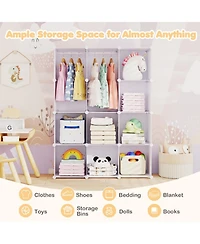 Hongge Stackable 10-Cube Kids Wardrobe Organizer with Hanging Rod
