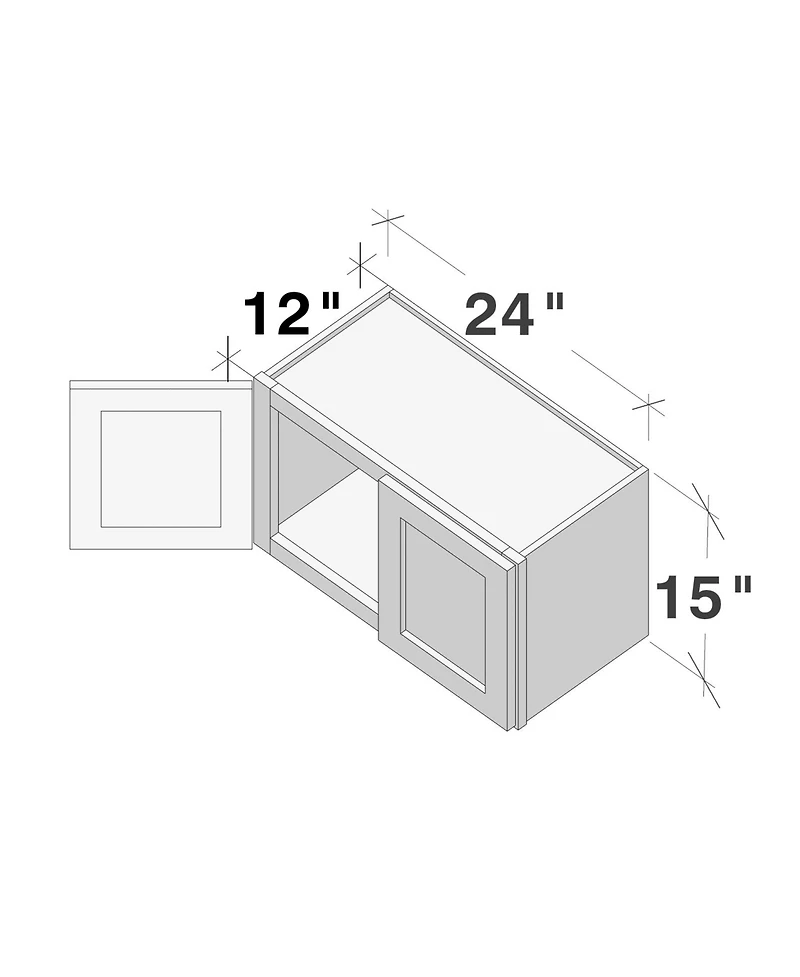 Boyel Living 24"x15" Double Door Short Wall Cabinet, Ready to Assemble Kitchen Cabinet with Solid Wood Frame, Soft-Close Slides and Hinge