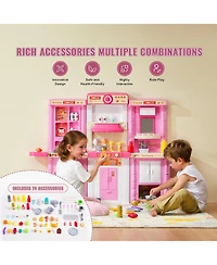 Hongge 3-in-1 Kitchen Playset with Lights and Sounds, 74 Cooking Accessories, Ages 3+