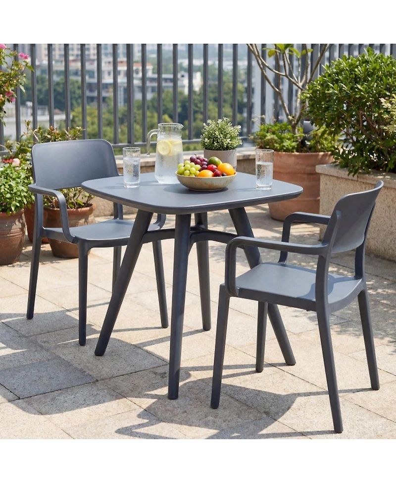 Gouun 28 in Square All-Weather Plastic Patio Dining Table for 4