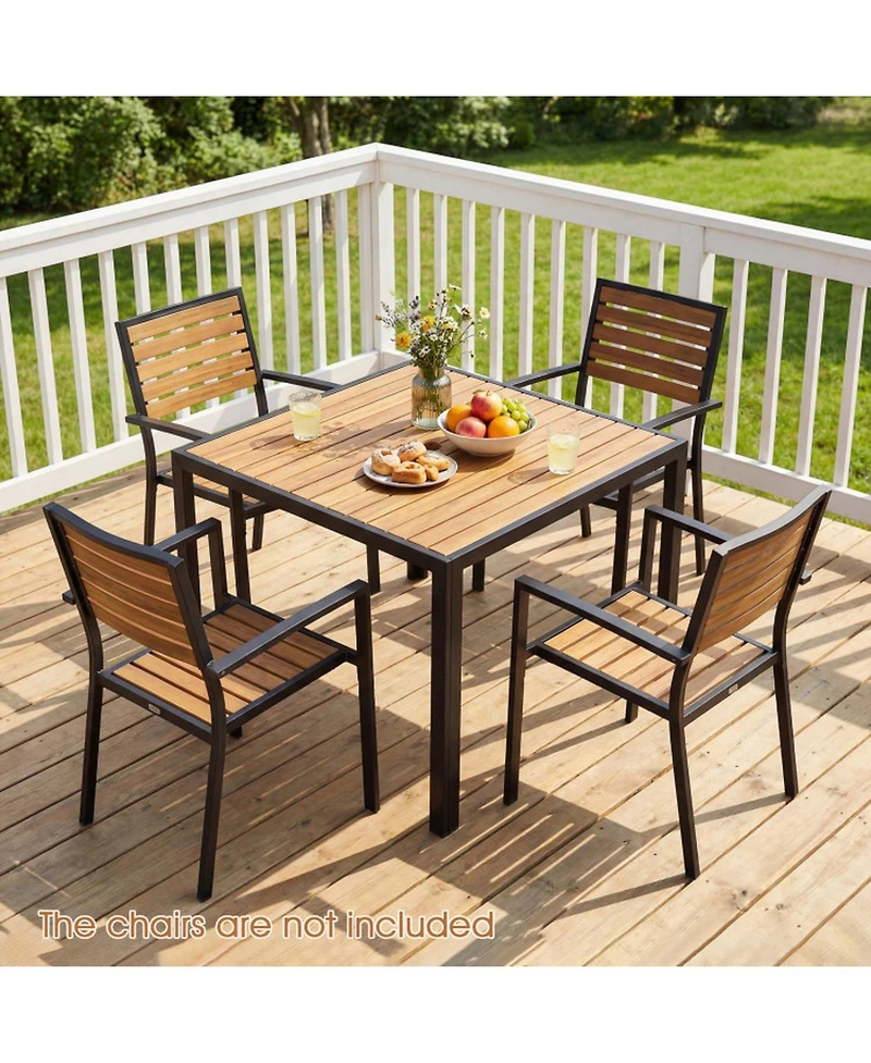 Gouun 36 in Square Acacia Wood Outdoor Dining Table for 4 with Umbrella Hole